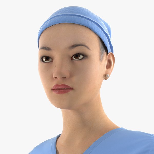 asian female surgeon rigged 3D