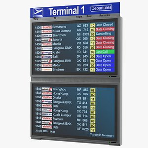 flight board information display 3D model