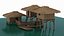Overwater Bamboo Hut Complex with Decks and Raft