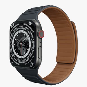 Apple Watch 7 Edition - Space Black Titanium Case with Leather Link 3D model