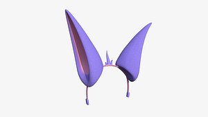 Furry Ears Tiara E08 Purple - Headband Character Design 3D