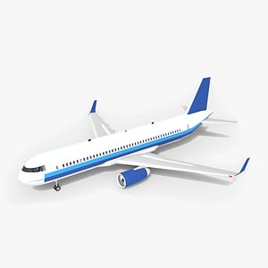 Low Poly Airliner Rigged with Cockpit and Cabin Interior