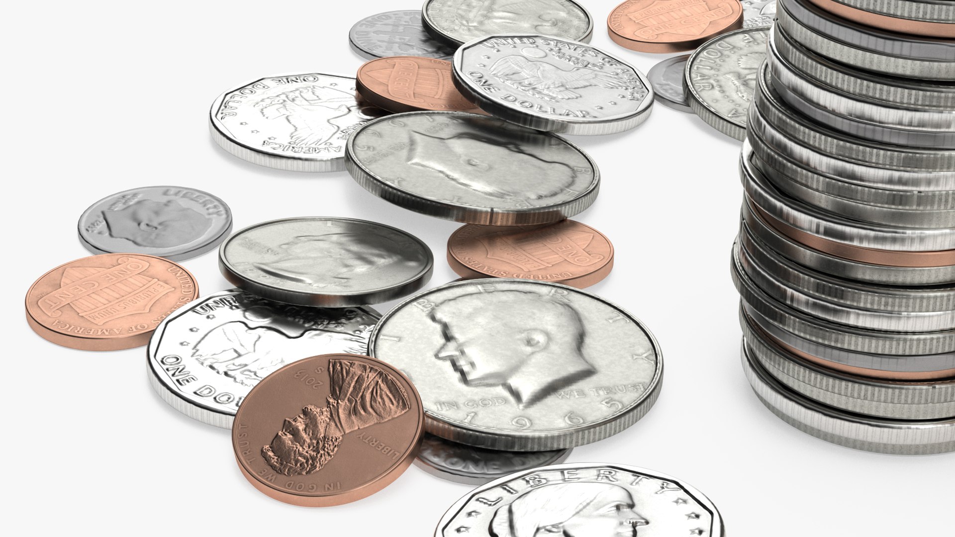 Percentage Arrow Graph With Coins 3D Model - TurboSquid 2278930