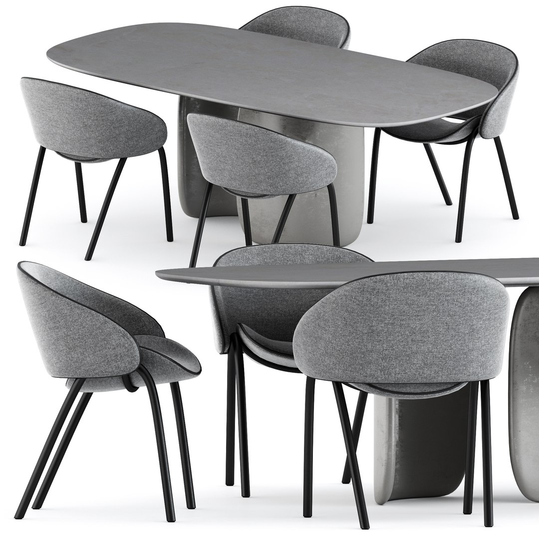 3D Folium Dining Chairs And Mellow Table Model - TurboSquid 1997181