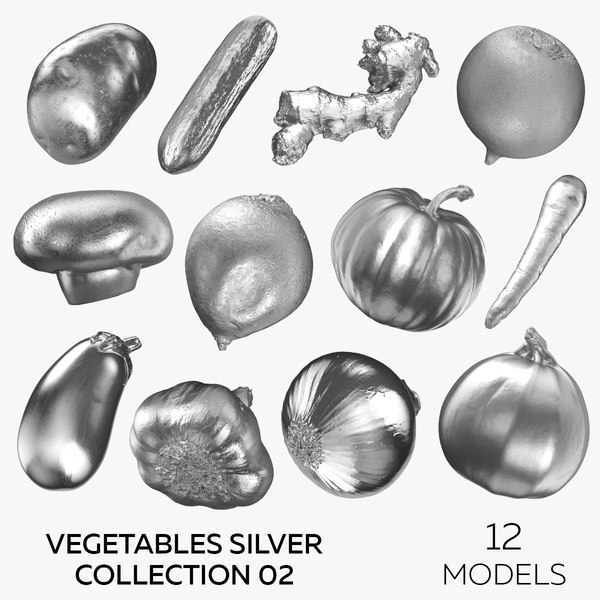 3D Vegetables Silver Collection 02 - 12 models