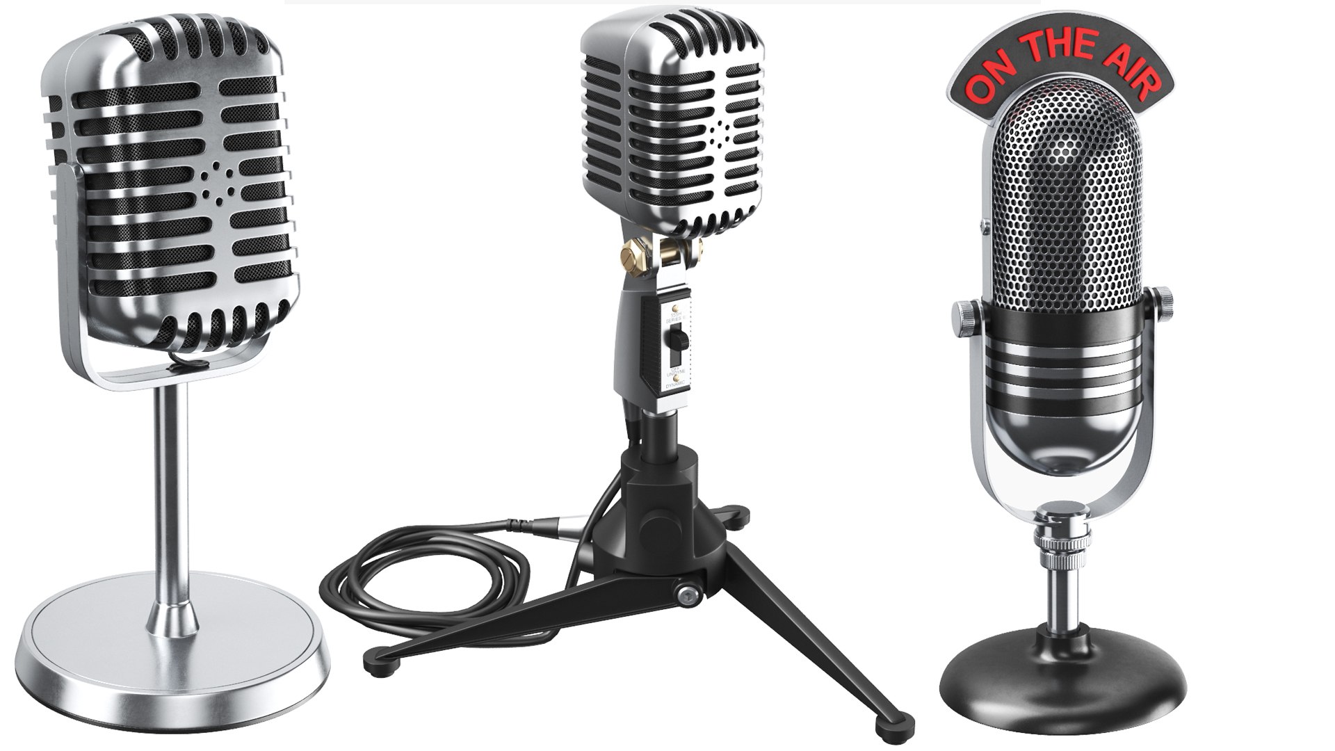 3D Three Retro Microphones https://p.turbosquid.com/ts-thumb/xt/AVs9fK/9M/untitled2/jpg/1660031665/1920x1080/fit_q87/f1c2ea7de0423b1fd01eece5e269473618e3e137/untitled2.jpg