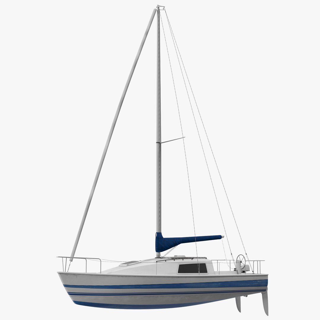 Small Sailing Yacht 2 Sail Down 3D model preview