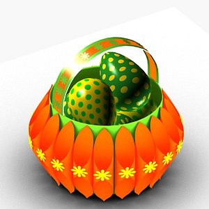 3D Easter eggs in basket