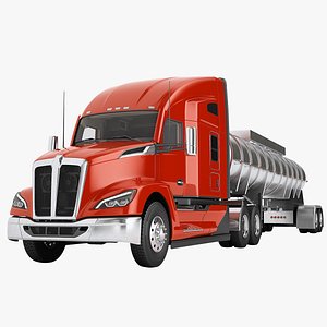 3D Semi Truck Sleeper Cab Generic Fuel Tank Trailer 07 model