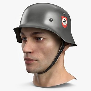 German M42 Helmet WW2 on Man Head