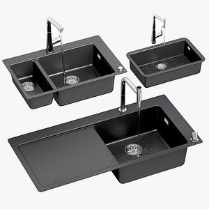 3D Hansgrohe kitchen sink set with taps