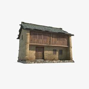 3D model Asian ancient building rural mud brick house