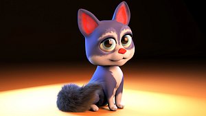 3D Cartoon young cat model