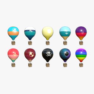 10 Balloon Hot Air Colors - Aircraft Cartoon model