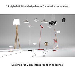 3d model - designer lamps lights