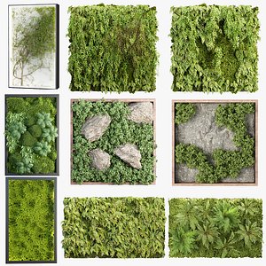 Modern Green Wall &amp; Living Wall Art Bundle 250 3D model