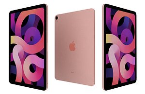 3D Apple iPad Air 4 2020 Rose Gold Low Poly model