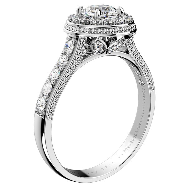 3D Engagement Ring Halo Diamonds 3D CAD Design-O1168PT3D 3D print model model