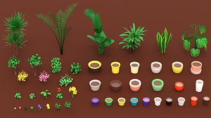 3D Flowerpots 3D Model Pack Dollhouse Plants  Planters model
