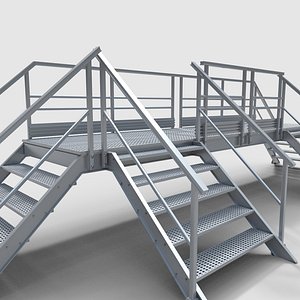 Industrial Stairs Bridge 3D model