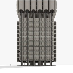 3D Brutalist Tower Building 06 model
