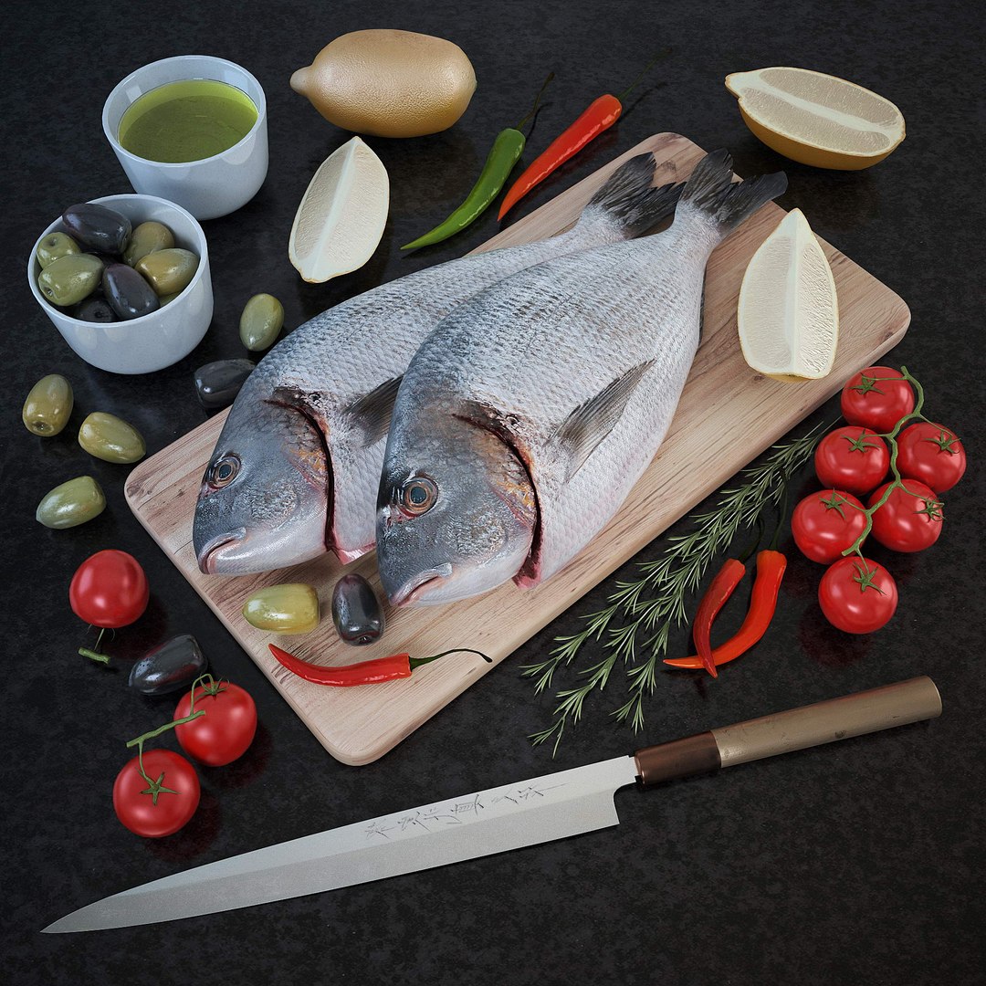 Fresh Fish - Set 3d Model
