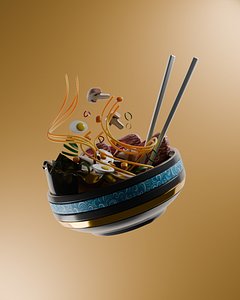 Ramen Noodle Bowl Detailed 3D Food Model 3D