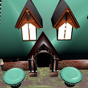 une eglise et son refuge en low poli 3D model