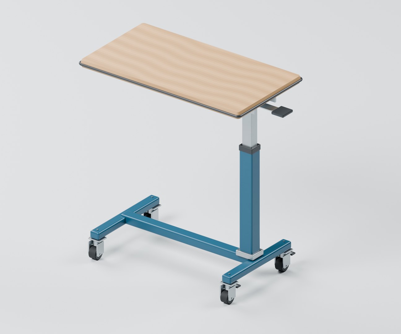 Adjustable Overbed Table With H Base And Locking Castors 3D Model ...