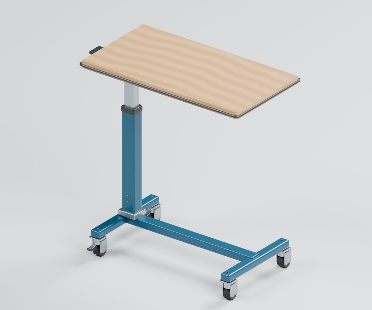 Adjustable Overbed Table With H Base And Locking Castors 3D Model ...