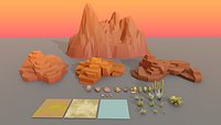 Collection Landscape Savannah Biome Low poly