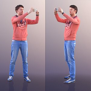 10031 John Casual Man Taking A Picture With His Phone 3D model