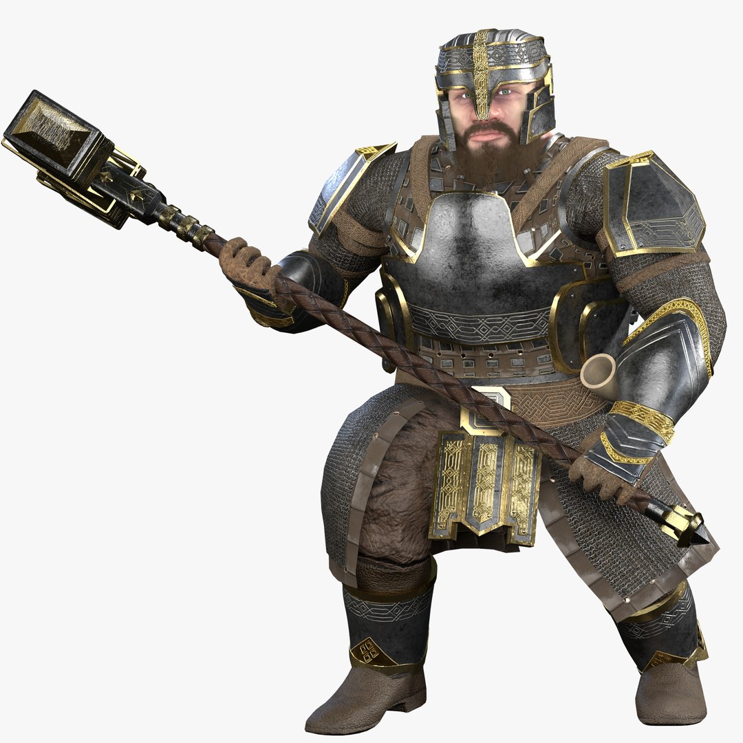 3D Dwarf Warrior Character Model - TurboSquid 1673616