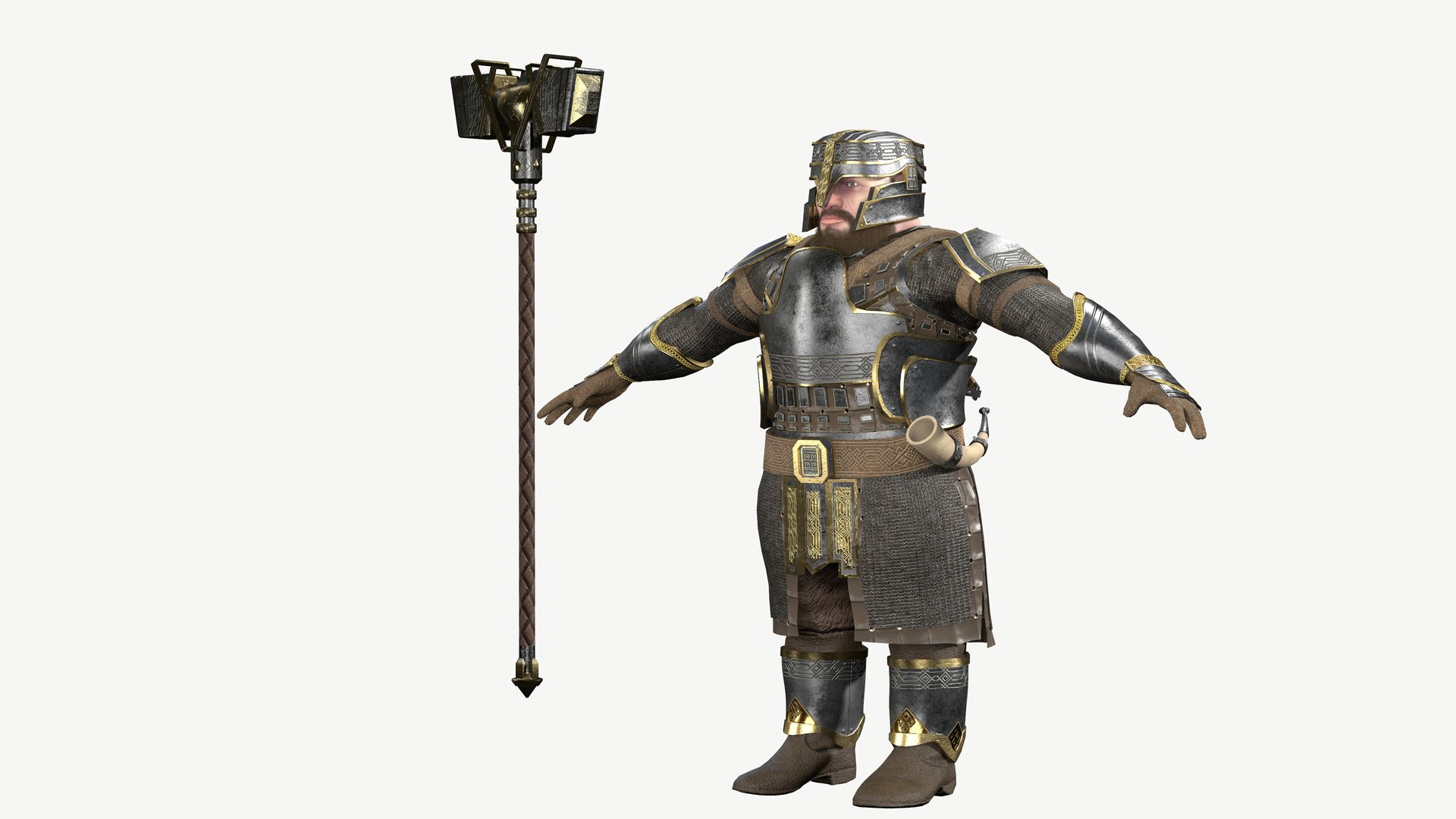 3D Dwarf Warrior Character Model - TurboSquid 1673616