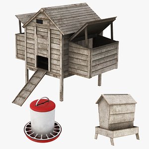 Chicken Coop and Feeders 3D model