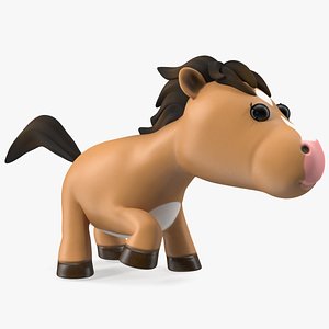 3D model Brown Cartoon Horse Walking Pose
