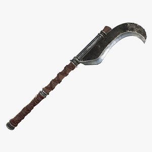 Fantasy Axe RPG Hooked Axe Brush Bush Hook Ditch Bank Blade Axe Broad Bearded Boarding Axe Viking 3D model