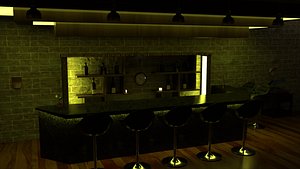 3D model modern bar pub scene