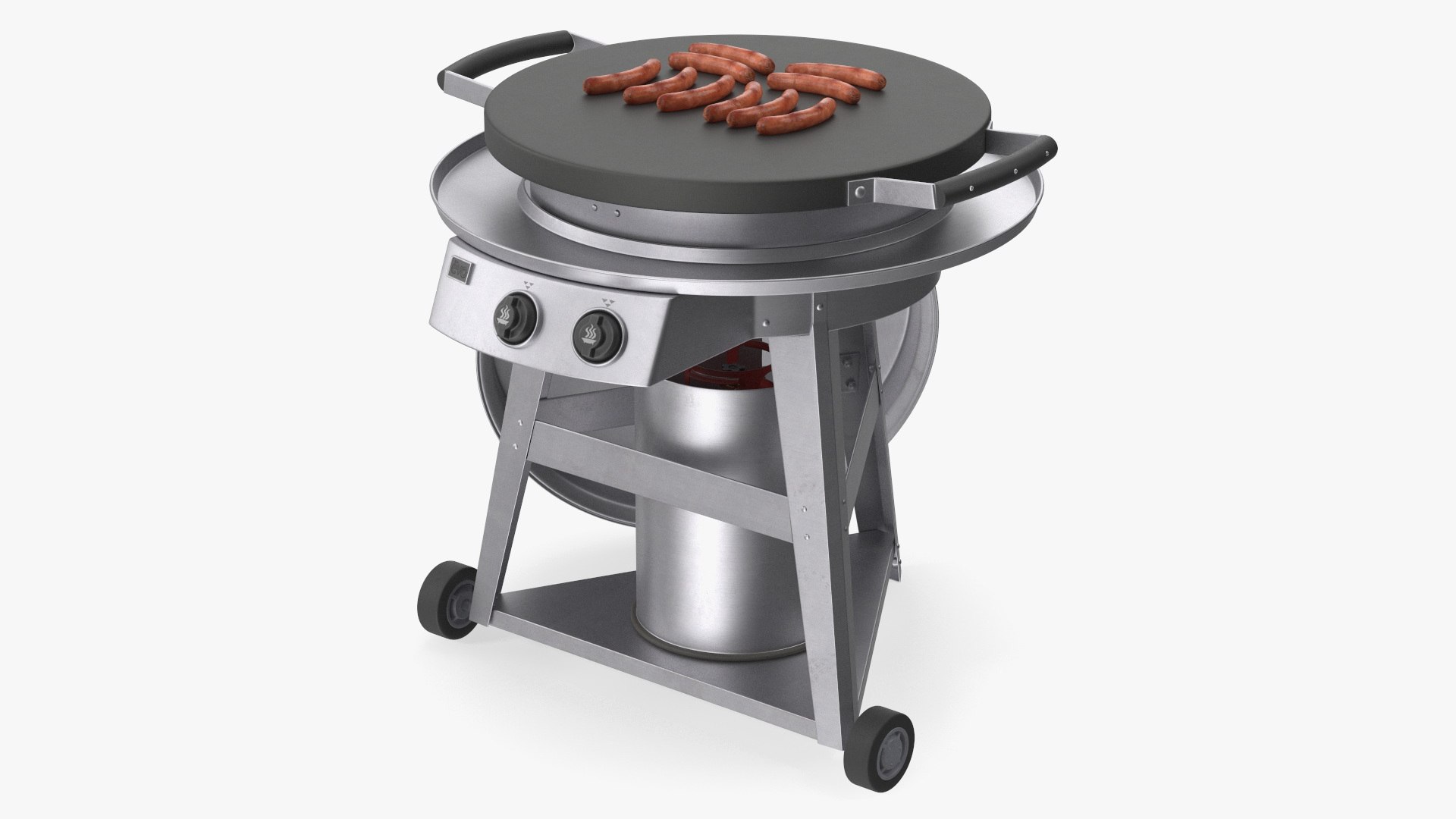 Professional Grill Cart with Fried Sausages 3D model preview