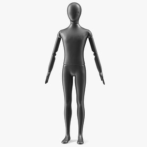 3D Flexible Child Mannequin Black Rigged for Cinema 4D model