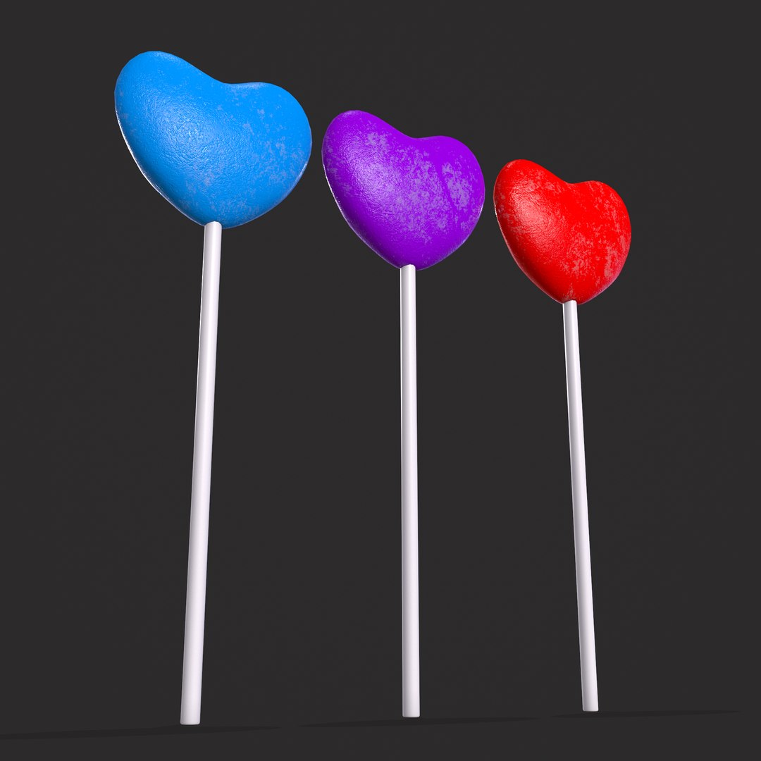 3D Trio Valentine Suckers Model - TurboSquid 1846431