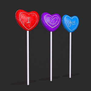 3D Trio Valentine Suckers model