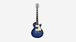 Electric Guitar C07 Blue - Music Instrument Design 3D