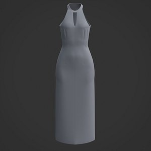 3D 3D Female long dress - Halterneck dress