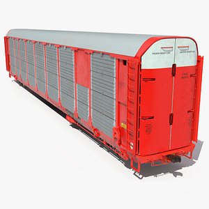 Generic Tri Level Autorack Train Car Red 3D