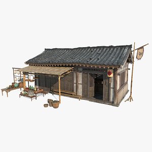 Asian ancient architecture tile shop 3D model