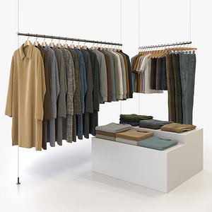 Smart Casual Mens Clothing 3D Model Set - Hanging and Folded 3D