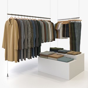 Smart Casual Mens Clothing 3D Model Set - Hanging and Folded