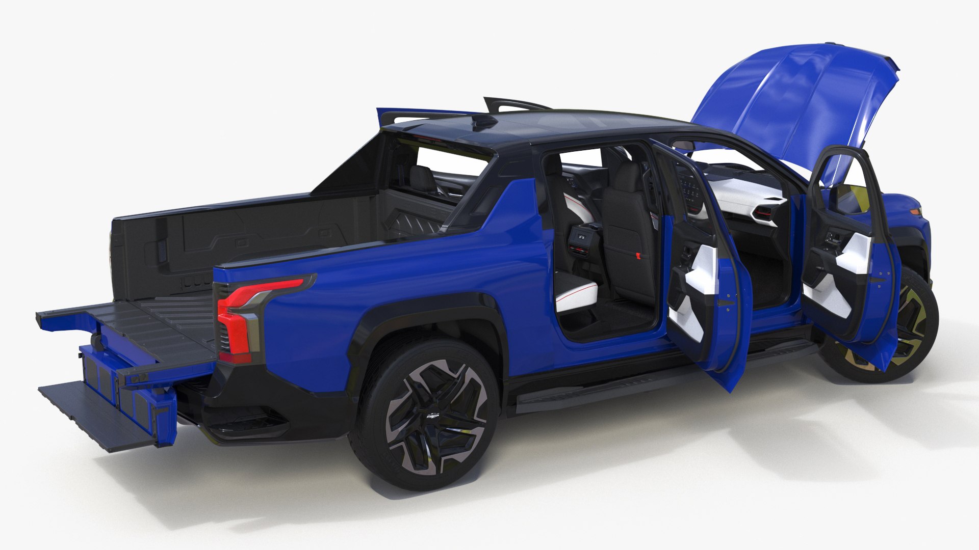 2024 Chevrolet Silverado EV RST Blue Rigged for Cinema 4D 3D model preview