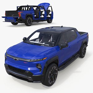 3D model 2024 Chevrolet Silverado EV RST Blue Rigged for Cinema 4D